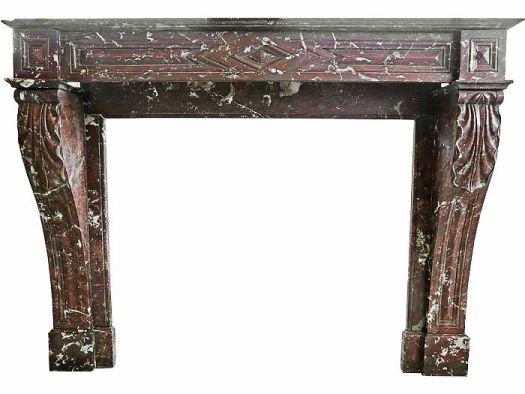 Cheminée marbre rouge Second Empire - cheminée ancienne idéale pour intérieur bourgeois.