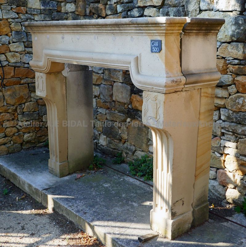 Antique Louis XIV stone fireplace by Alain Bidal Antique Materials in Provence.