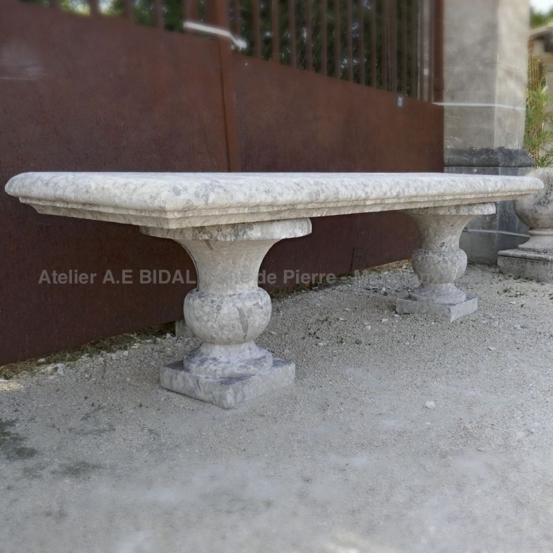 Stylish long garden bench | Natural stone bench for outdoor landscaping