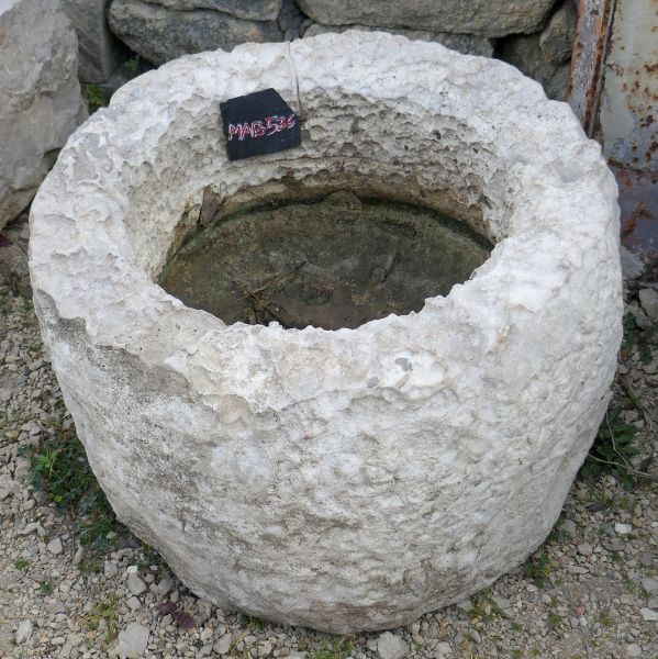 antique trough in stone : small round trough by The Antique Materials in Provence Alain BIDAL