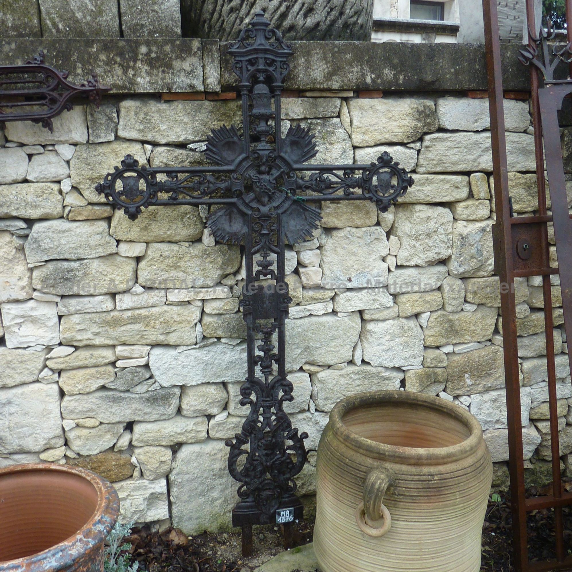 Beautiful old cross of great size - old cross made of old cast iron.