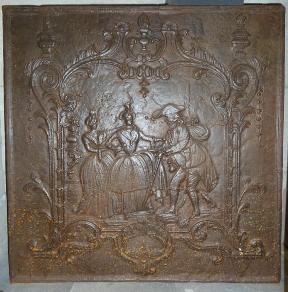 Plaque de cheminée ancienne en fonte d'époque fin 18 ème - Bozaart