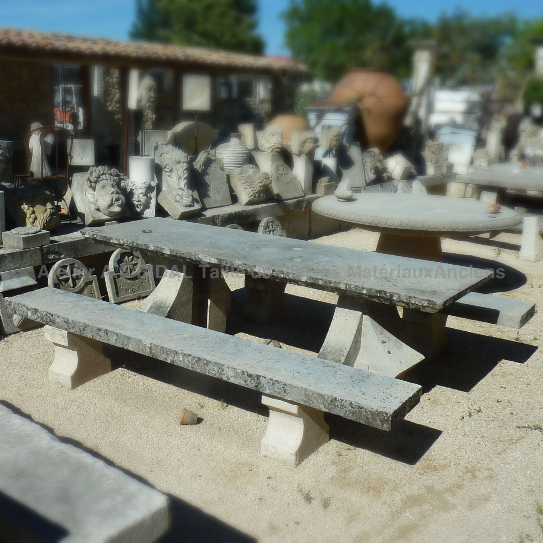Old garden furniture - table of garden in an old table with benches style.