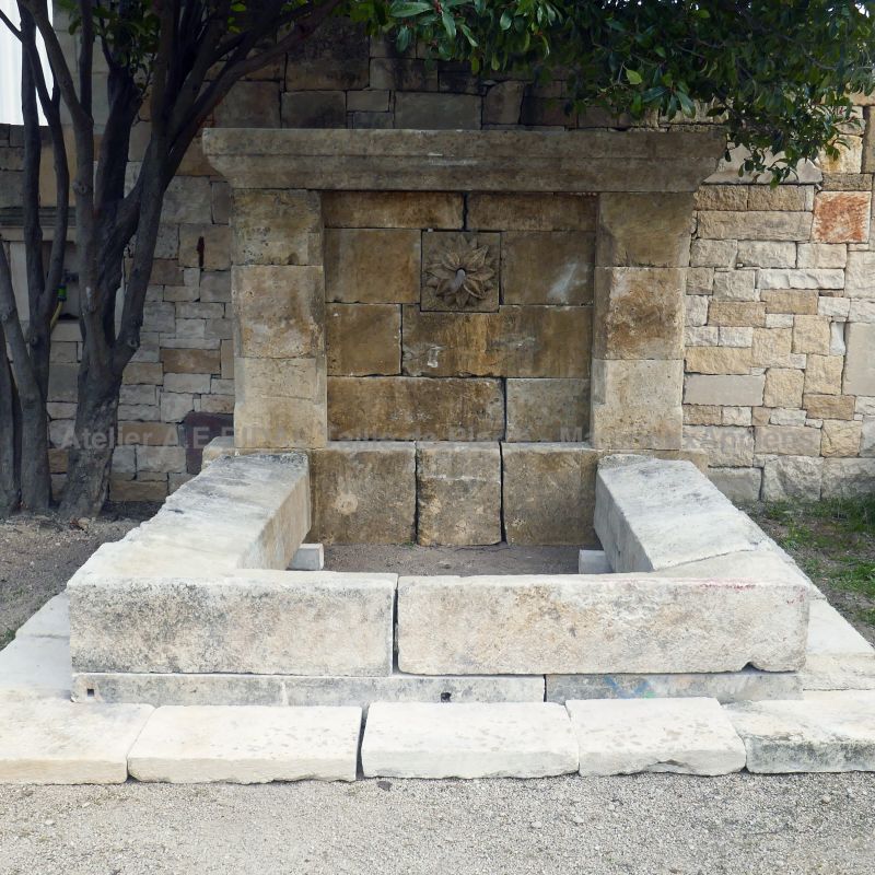 Antique-looking fountain in stone for a great enhanced outdoors for sale in Provence at Atelier Alain BIDAL