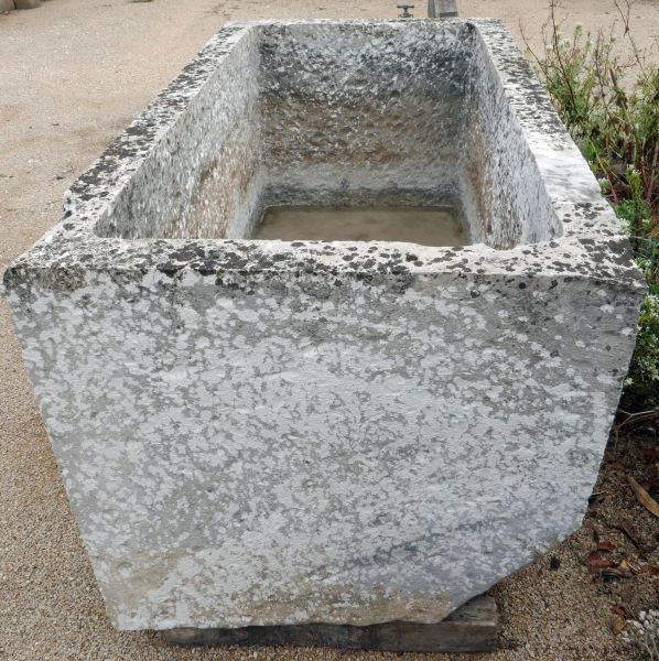 Large rectangular solid stone trough - antique stone trough.