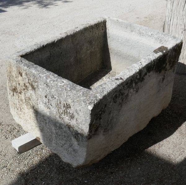 Large antique stone trough for sale at Alain BIDAL Antique Materials in Provence.