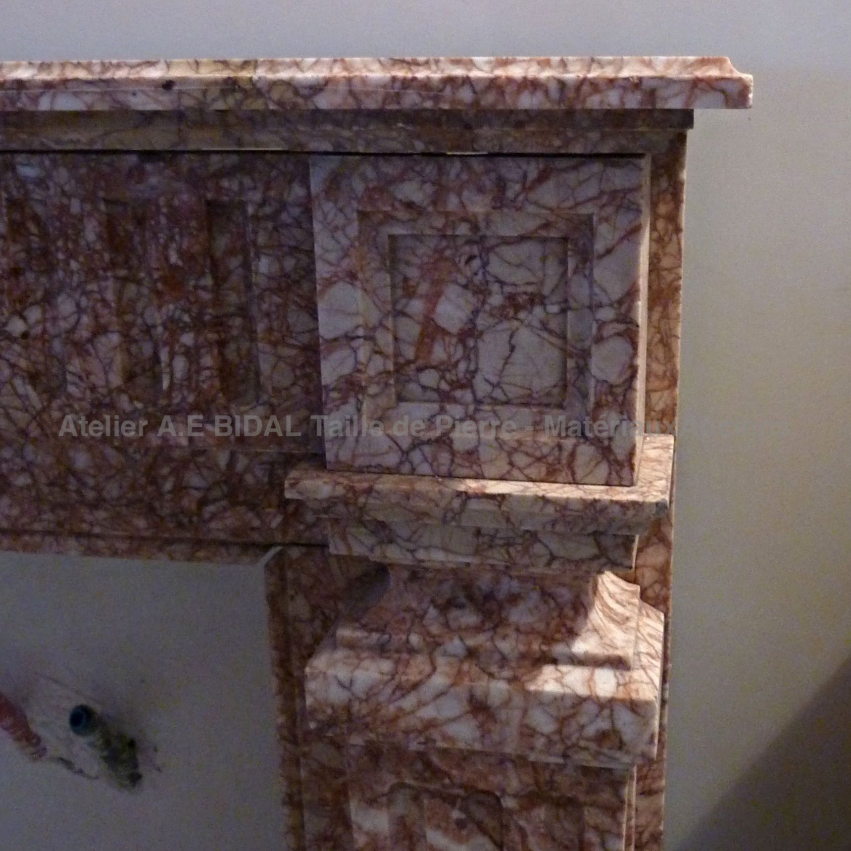 Fireplace Louis 16-1 19th pink marble fireplace.