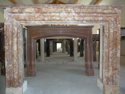 Red marble fireplace - Louis 16 fireplace.
