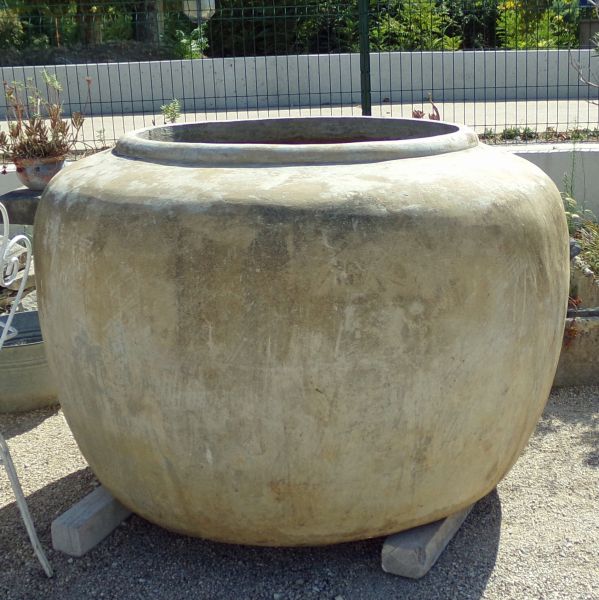 Exceptionnelle jardinière ancienne en béton patiné et vieilli - Atelier Alain BIDAL (Provence)