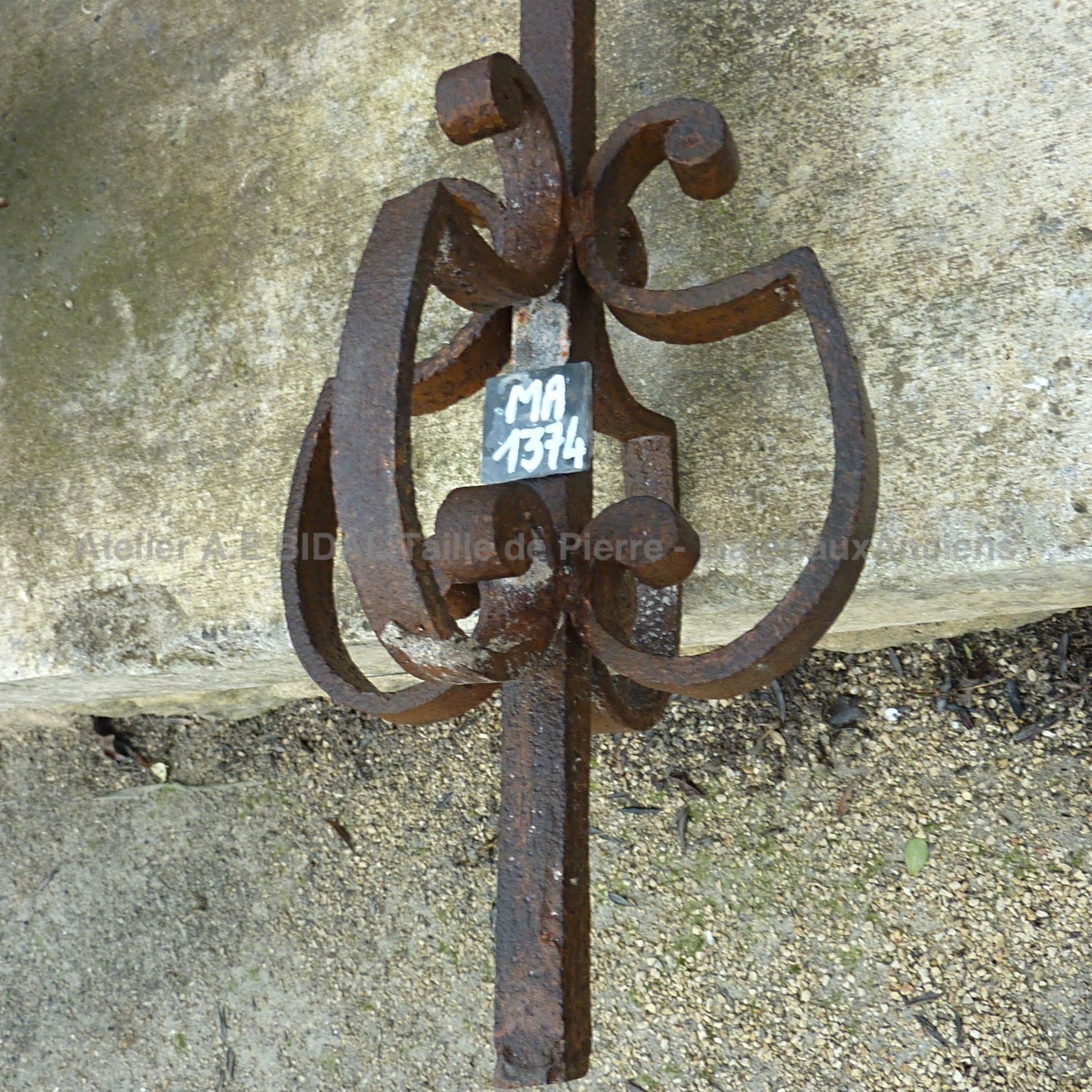 Beautiful and large antique wrought-iron cross with volutes ** SOLD