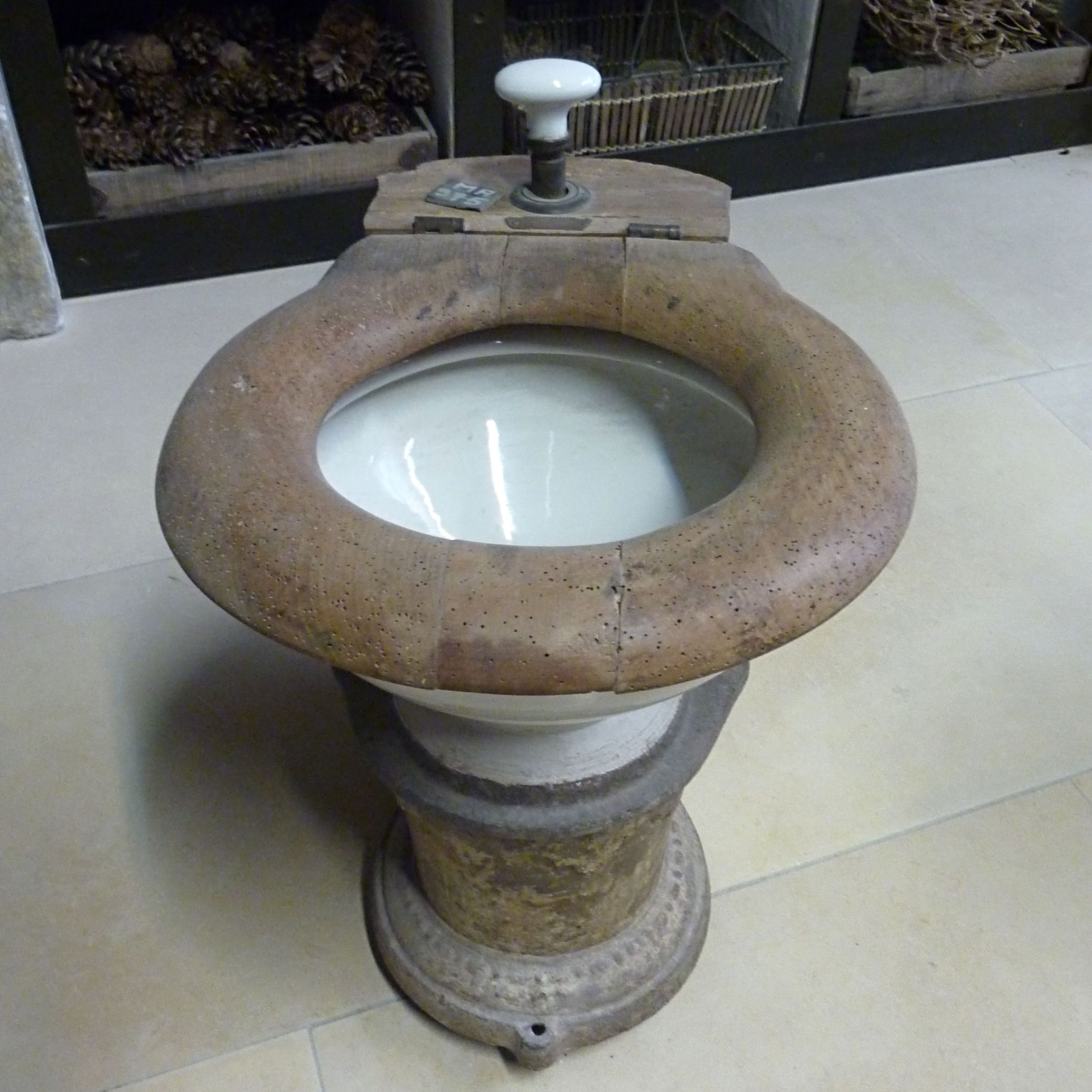 Beautiful old dry train toilets.