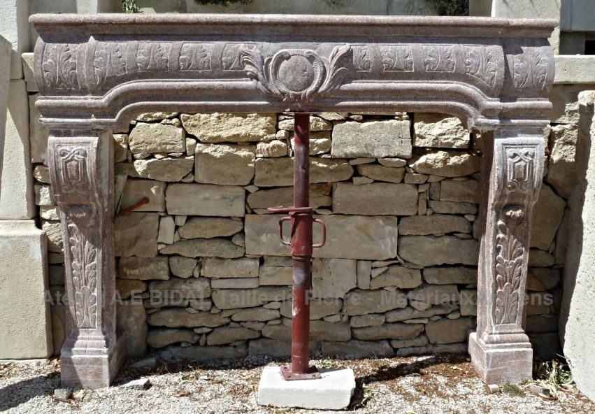 pink marble fireplace Renaissance veined white - antique fireplace.