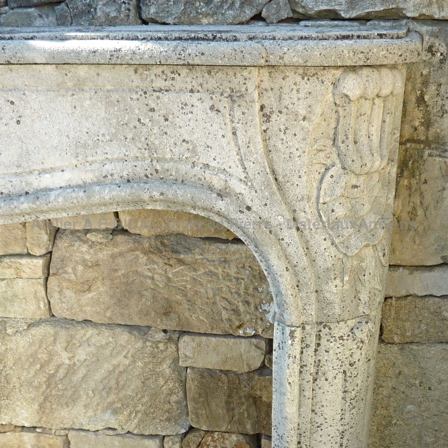 Old stone fireplace from the 20th century.