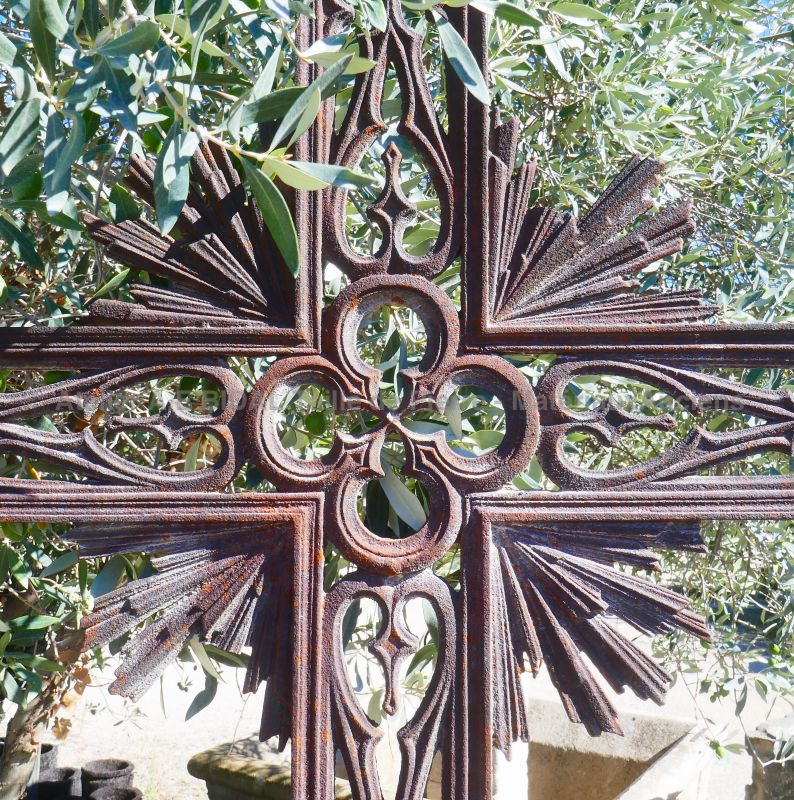 19th century cast iron cross and patinated stone pedestal for sale in Provence