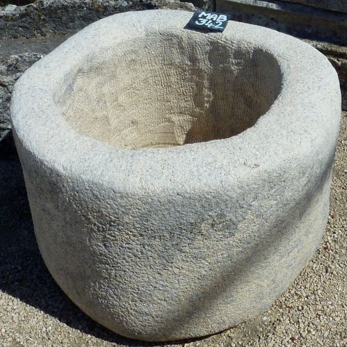 Beautiful white circular trough offered at small price - authentic old stone basin ( flower pot).