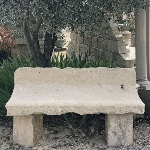 Old Stone Bench ǀ Antique Garden Bench in Stone ǀ Alain BIDAL Antique Materials