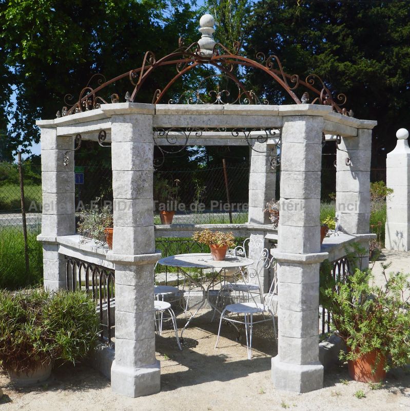 Kiosk of artisanal manufacture in authentic antique materials - a creation signed Atelier Alain BIDAL