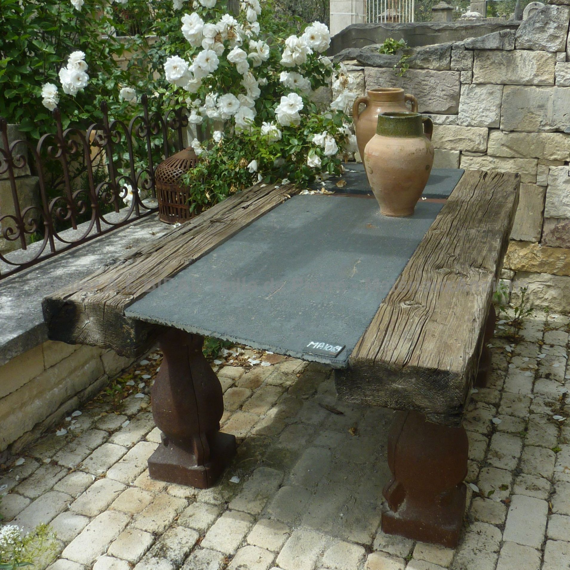 Table ancienne en matériaux anciens - table rectangulaire pour 10.