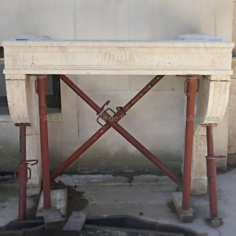 Antique stone fireplace - A genuine stone mantle made by a French stonemason.