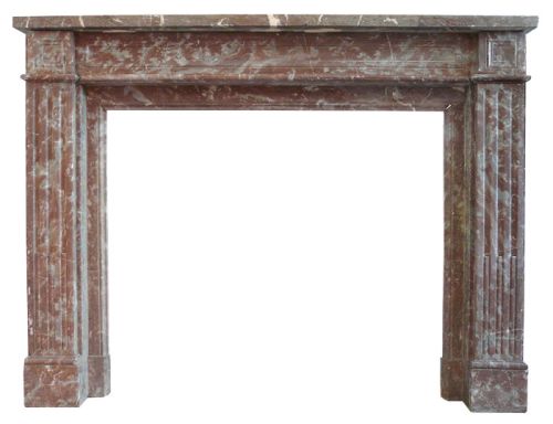Cheminée marbre rouge à motifs géométriques - cheminée 19 ème (Louis 16).