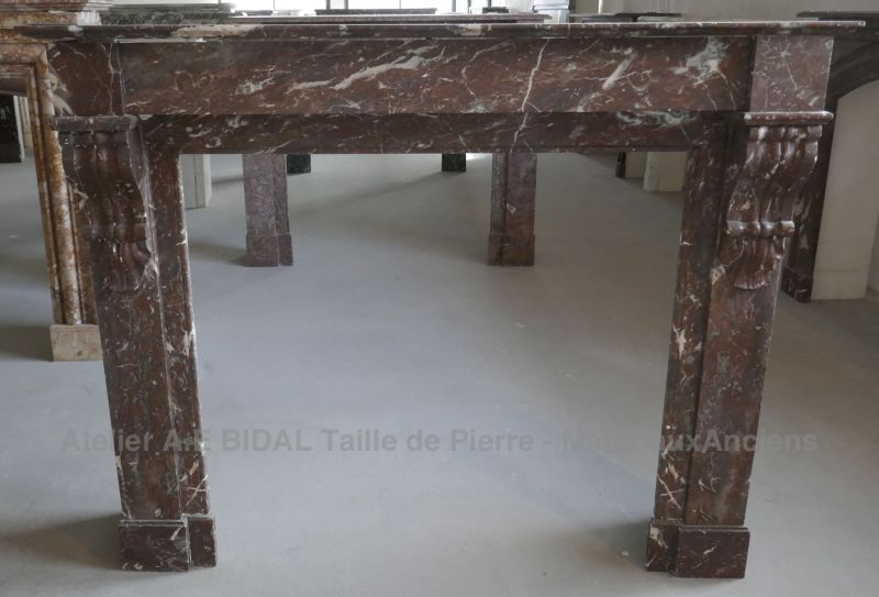 Très élégante cheminée marbre rouge Napoléon III - cheminée ancienne.