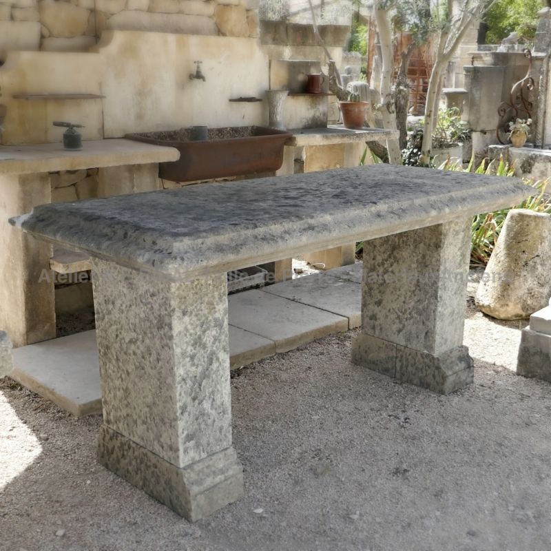 Mobilier de jardin en pierre | Table en pierre ancienne de confection artisanale