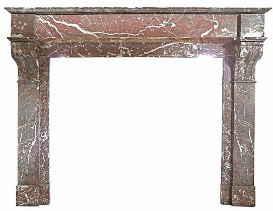 Cheminée marbre rose à modillons - cheminée ancienne en marbre Napoléon III.