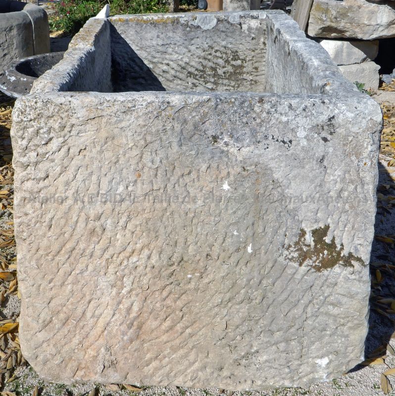 Antique long and solid stone trough for sale in Provence at the Antique Materials dealer Alain Bidal.